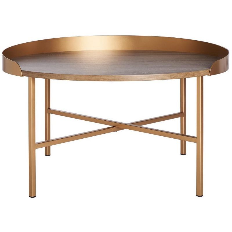 Prague Round Light Grey Oak and Gold Coffee Table