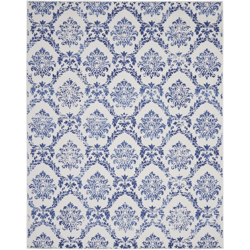 Ivory Floral Essence 8' x 10' Reversible Synthetic Rug