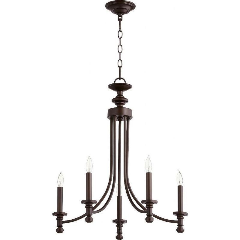 Oiled Bronze Crystal 5-Light Plug-In Candle Chandelier