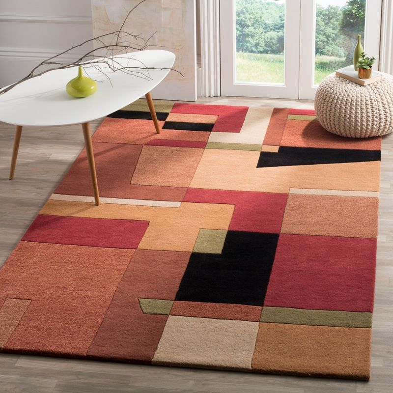 Hand-Tufted Red Wool Rectangular Area Rug