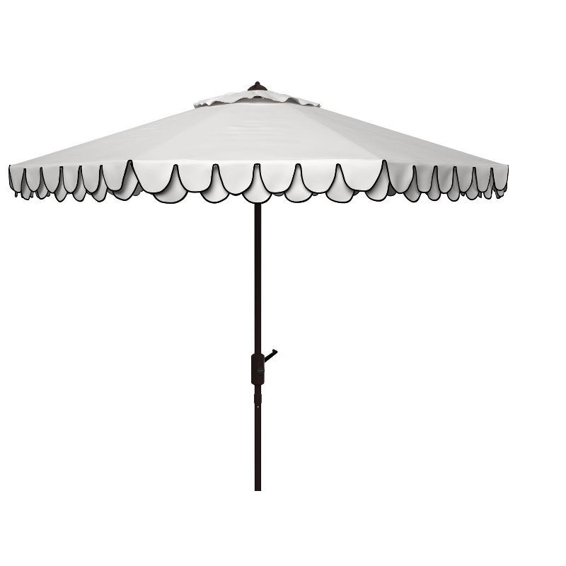 Ivory and Navy 9ft Polyester Auto Tilt Patio Umbrella