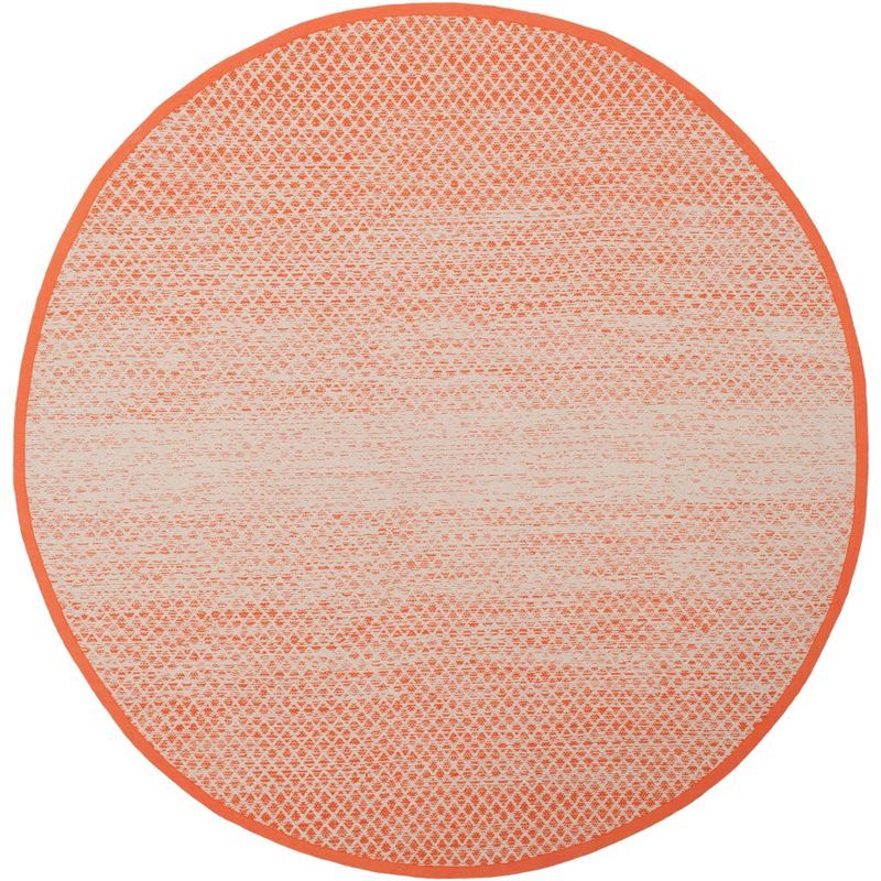 Montauk Round Ivory and Orange Handwoven Cotton Rug