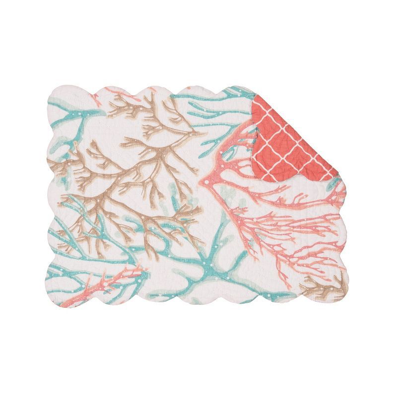 Seafoam Coral Cotton Rectangular Placemats Set of 6