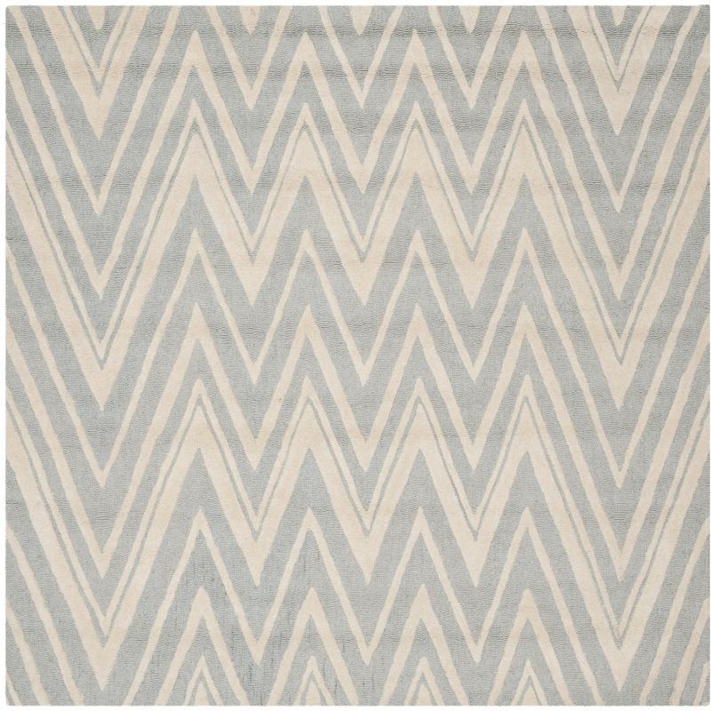 Hand-Tufted Cambridge Beige & Ivory Square Wool Rug, 8' x 8'