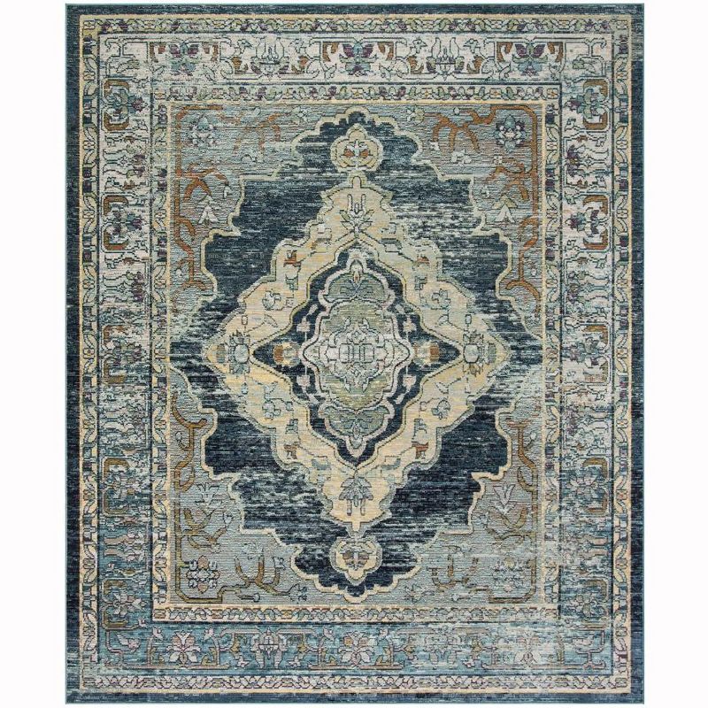 Aurora Borealis 8' x 10' Blue and Yellow Synthetic Area Rug