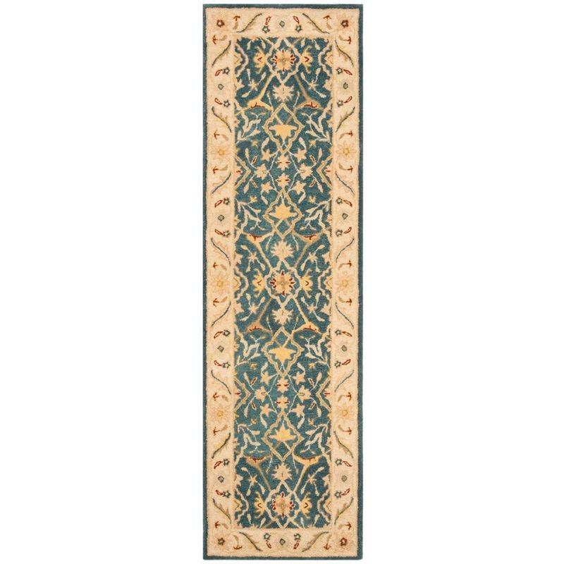 Antiquity Blue and Beige Wool Hand Tufted Runner Rug