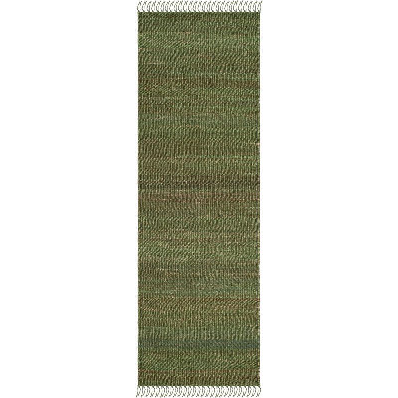 Handmade Green Jute Braided Runner Rug 2'3" x 6'