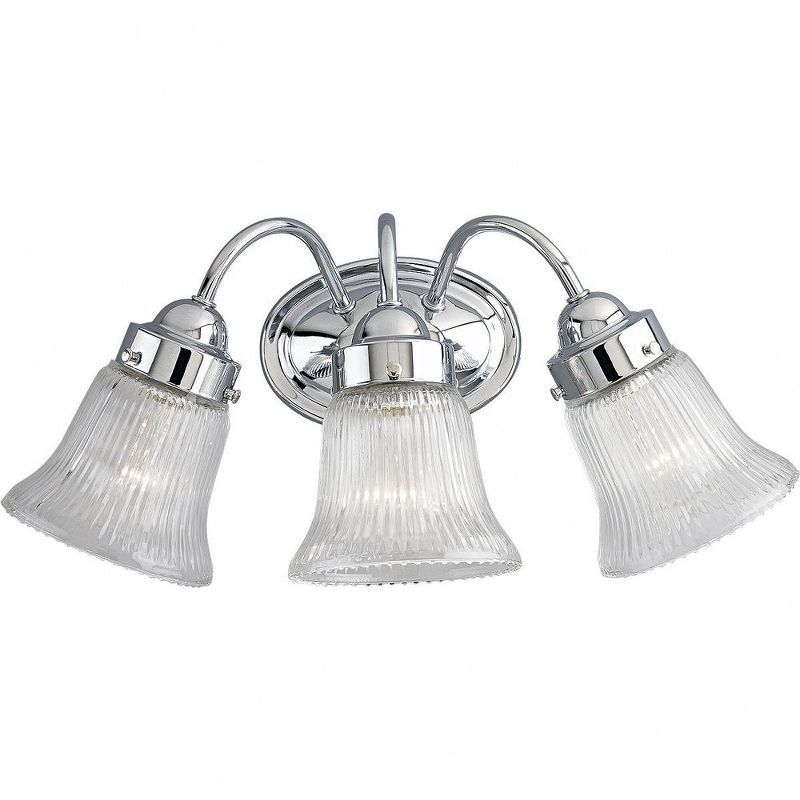 Polished Chrome Fluted Glass 3-Light Bath Vanity Fixture