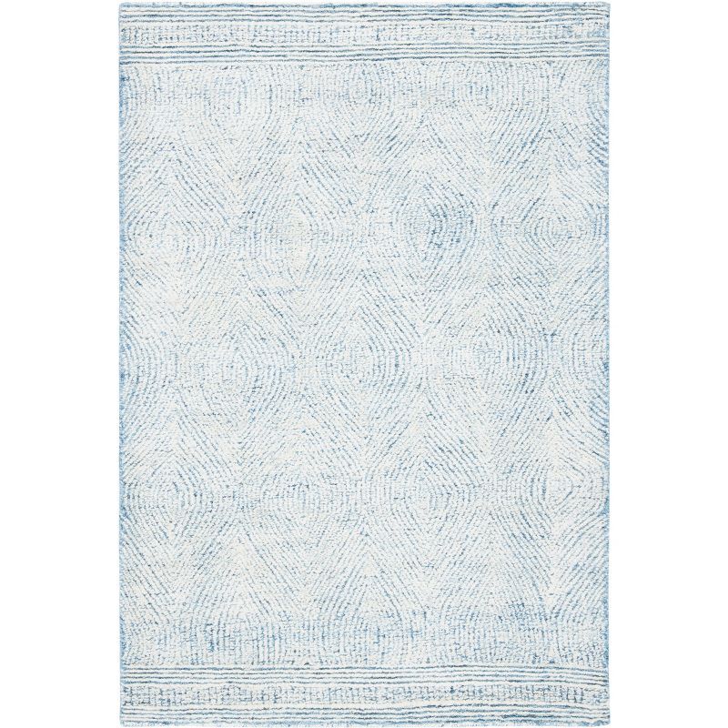 Handmade Ivory and Blue Wool Tufted Accent Rug, 2' x 3'