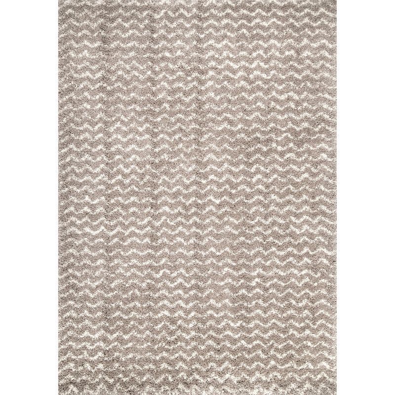 Cream Chevron Shag 5' x 8' Reversible Area Rug