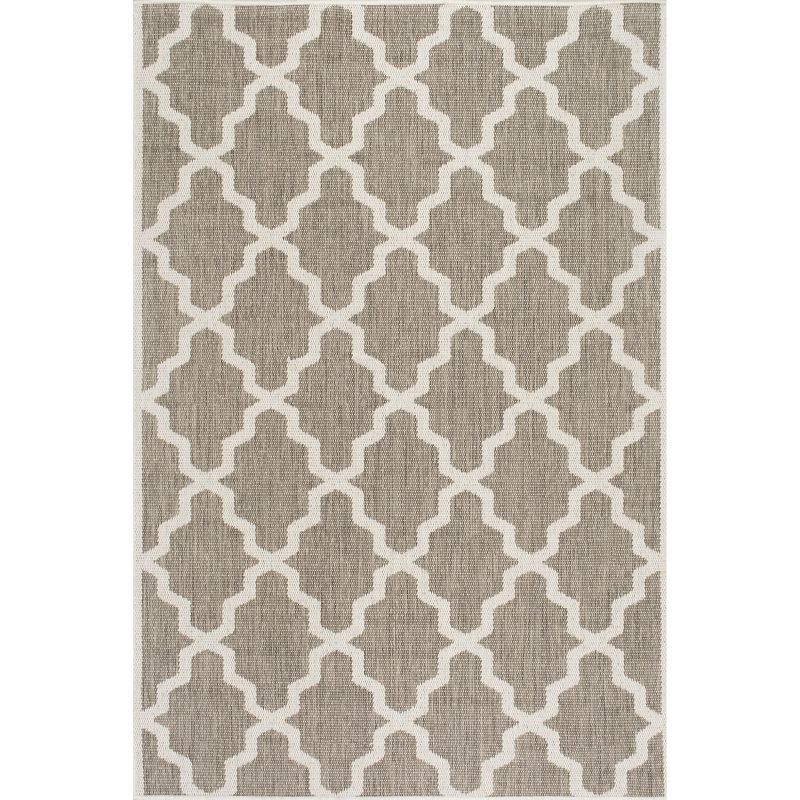 Reversible Taupe Synthetic 4' x 6' Easy Care Area Rug