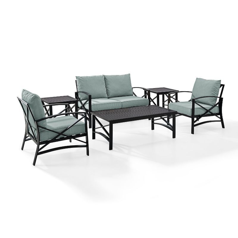 Kaplan 6-Piece Green Steel Outdoor Seating Set with Cushions