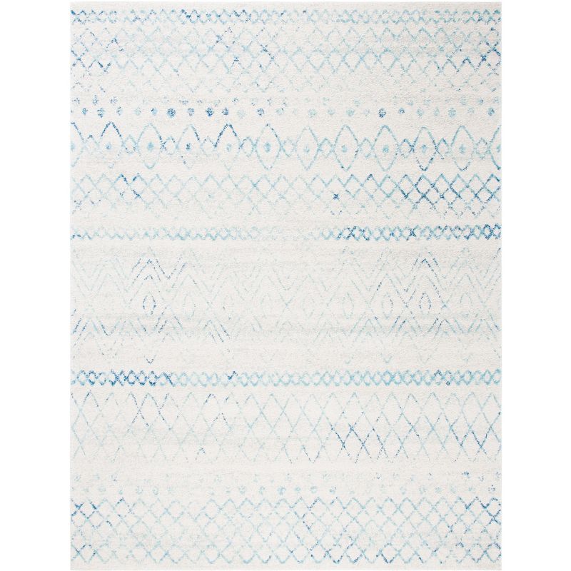 Elegant Ivory/Aqua Synthetic 9' x 12' Hand-Knotted Area Rug
