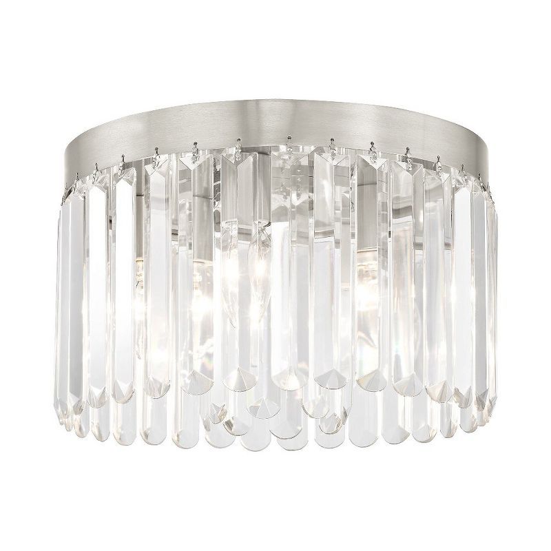 Ashton 1920s Style Brushed Nickel 4-Light Flush Mount with Crystal Shade