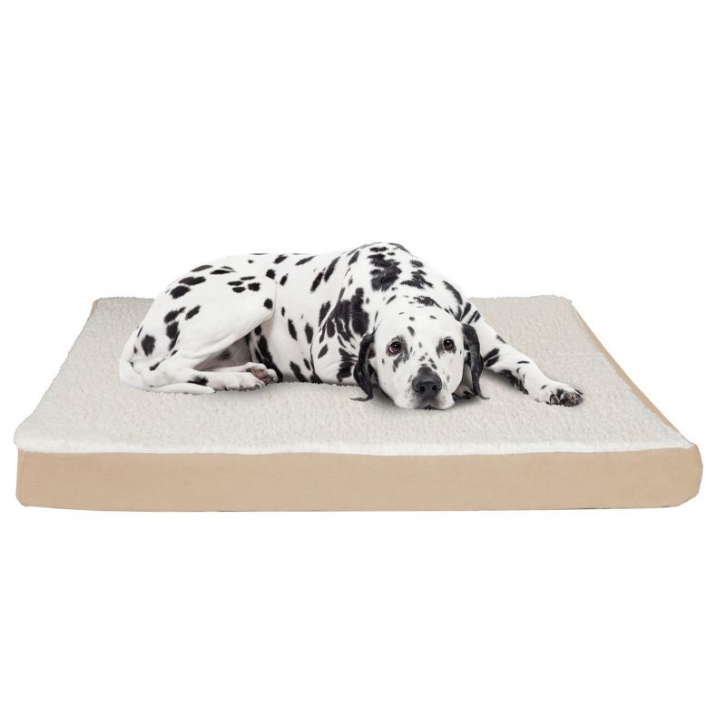 Large Tan Orthopedic Memory Foam Dog Bed with Washable Cover