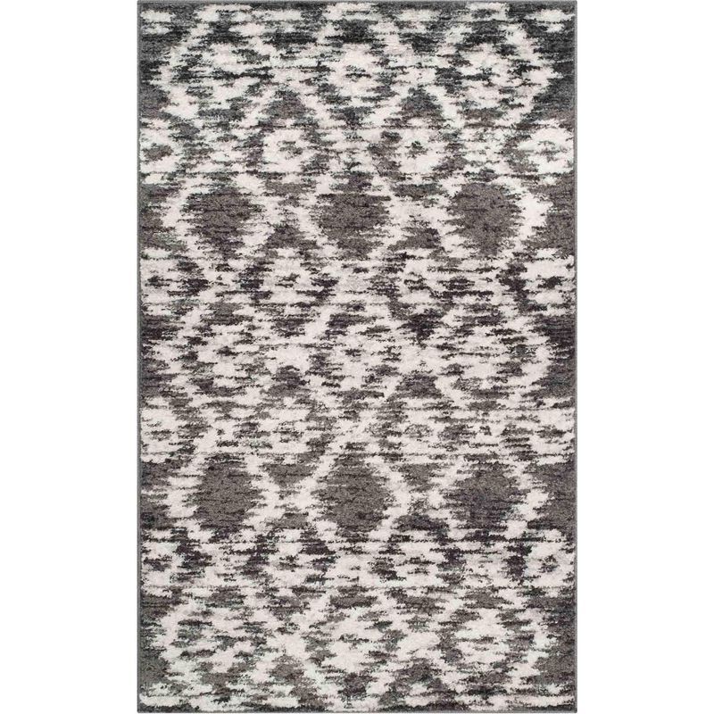 Chic Lodge-Style Ivory/Rose Hand-Knotted 3' x 5' Synthetic Rug