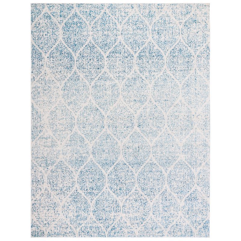 Elegant Cream & Turquoise Synthetic 8'x10' Reversible Area Rug