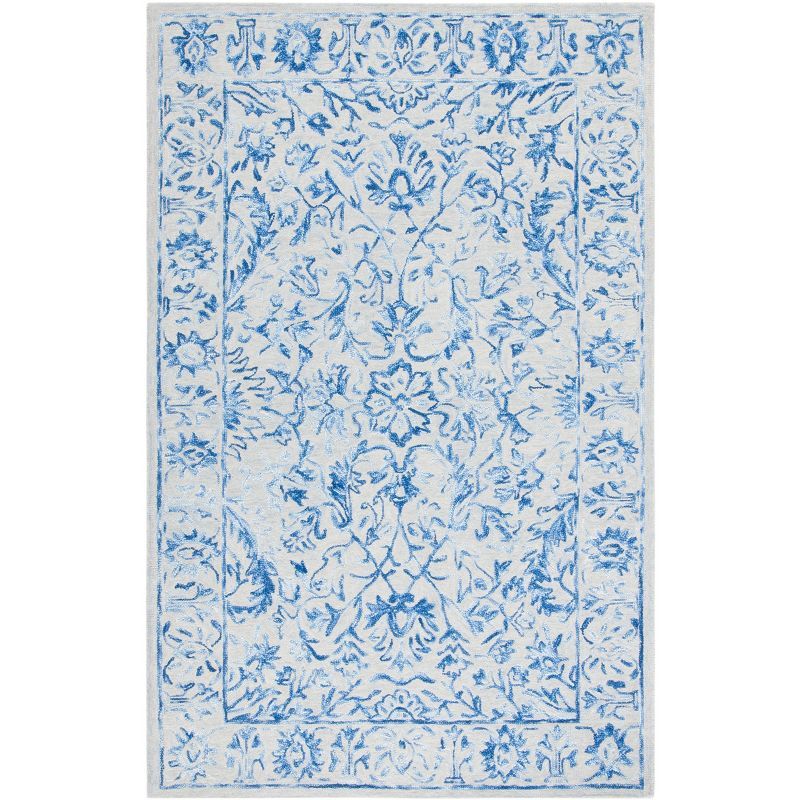 Hand-Tufted Blue and Beige Wool 4' x 6' Area Rug