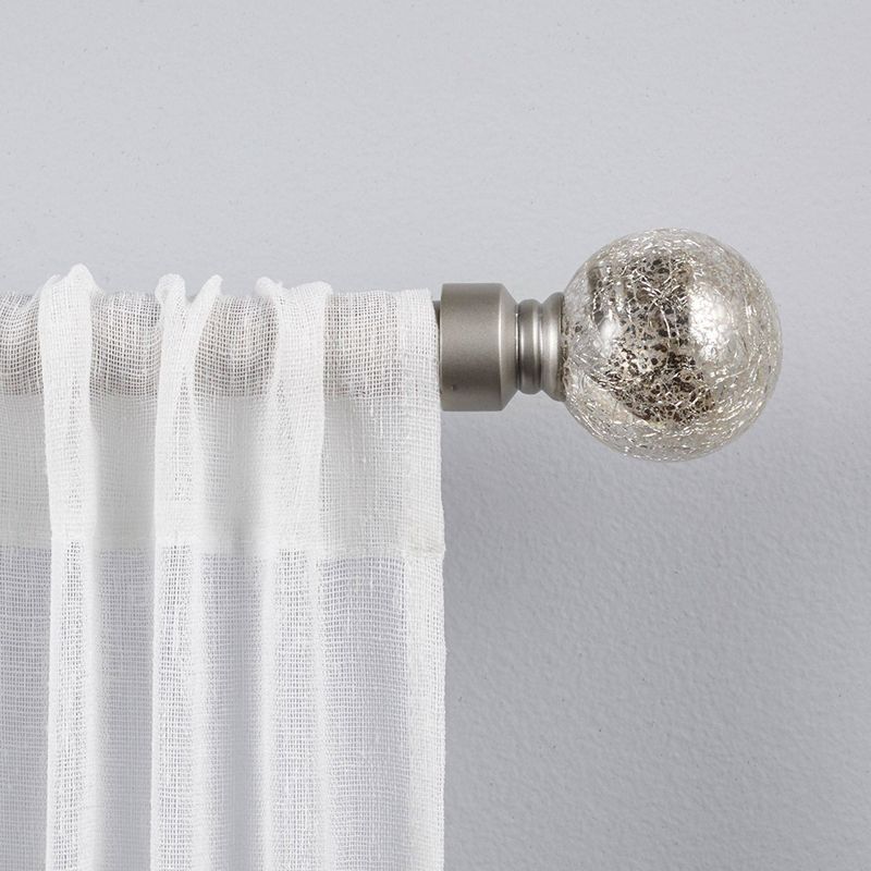 Adjustable Silver Sphere Curtain Rod with Acrylic Finials