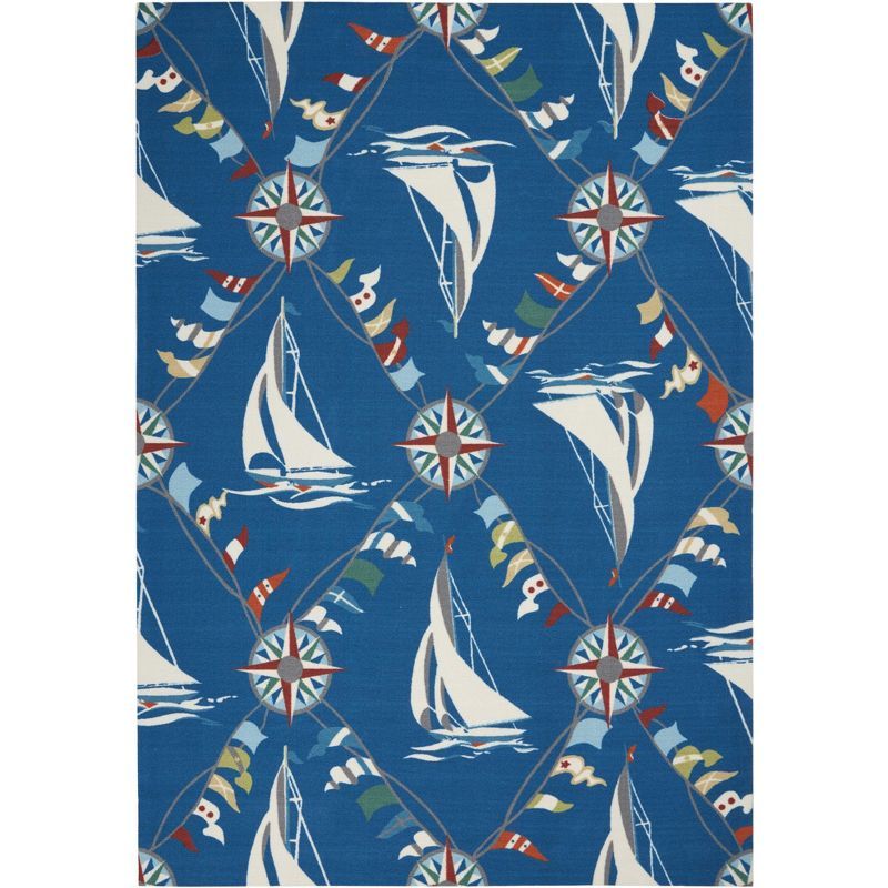 Blue Diamond Nautical Reversible 4' x 6' Synthetic Area Rug