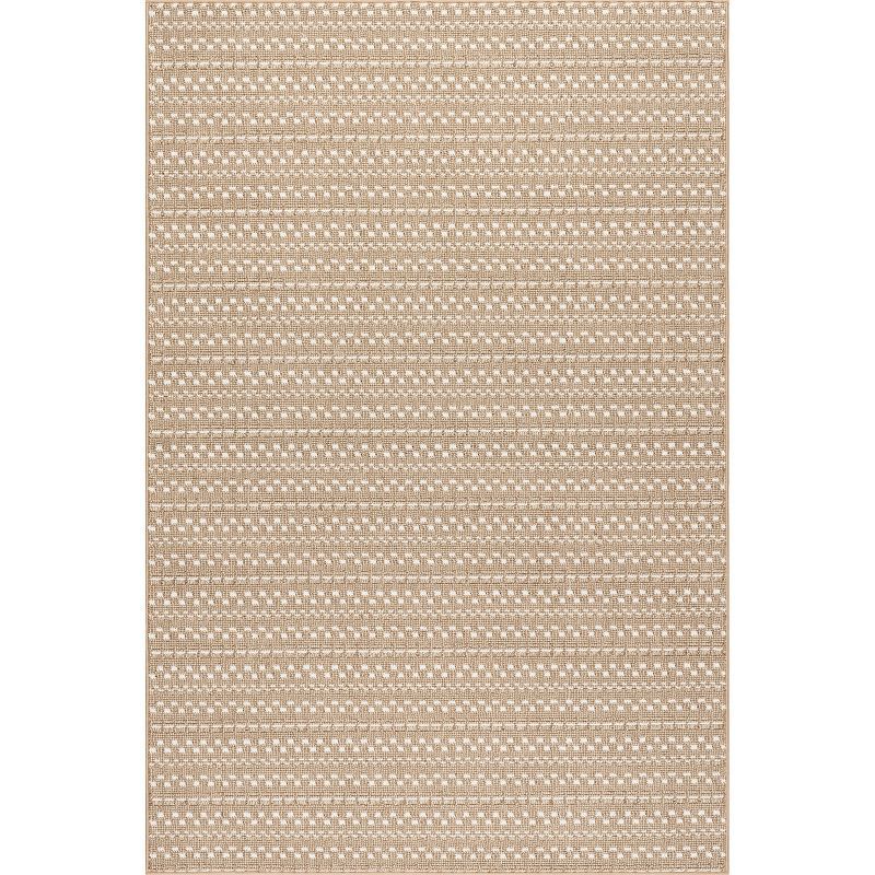 Haylo Neutral Geometric 4' x 6' Synthetic Area Rug