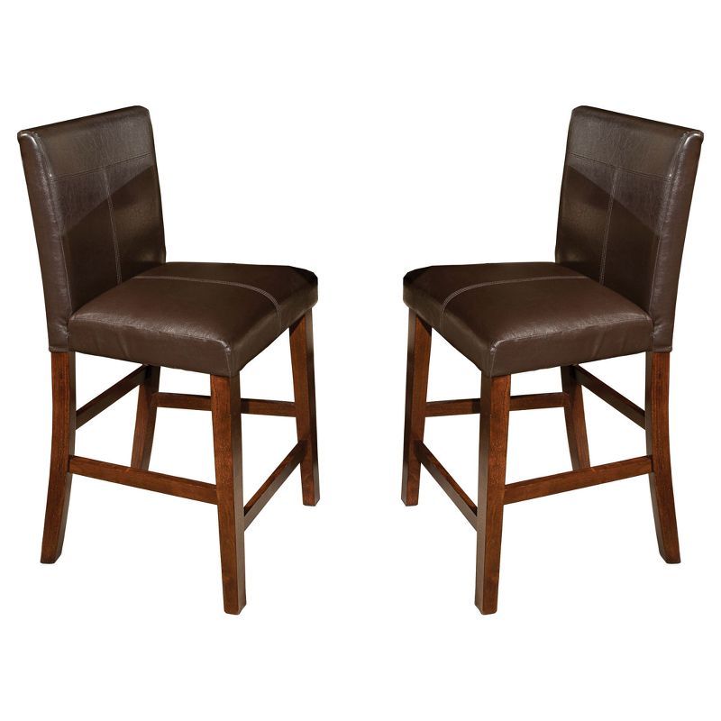 Kona Parsons 24" Counter Height Barstools in Dark Raisin with PU Leather Seat - Set of 2