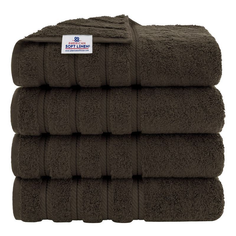 Brown 100% Cotton Turkish 4 Piece Bath Towel Set