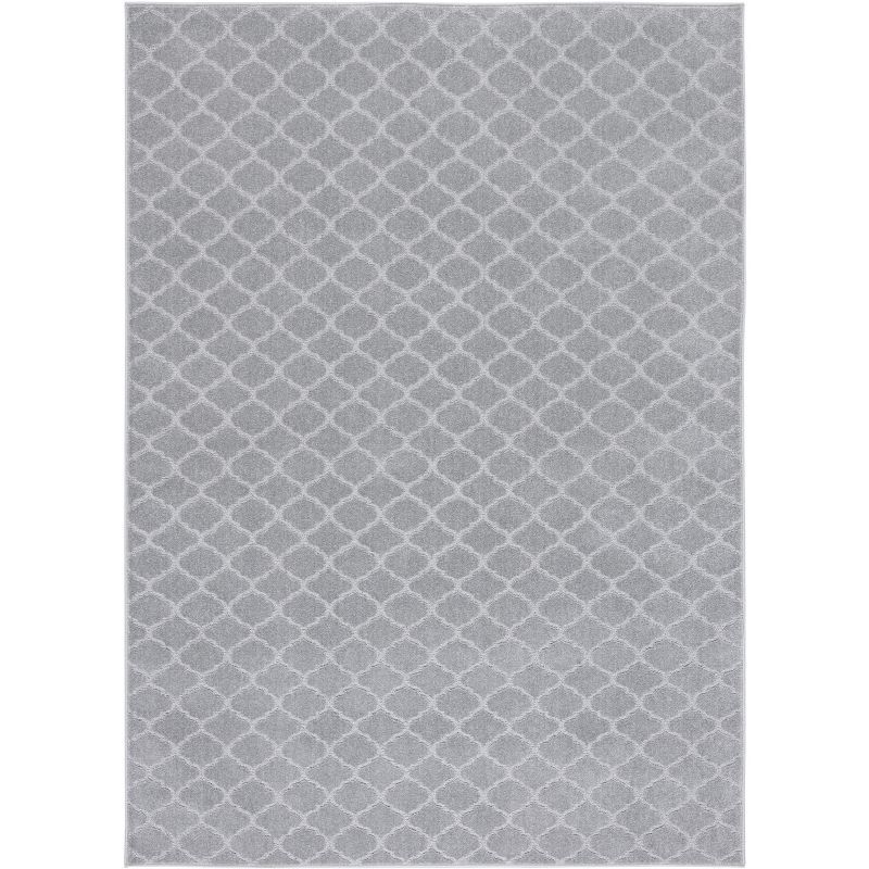 Hand-Knotted Gray Rectangular Stain-Resistant Rug