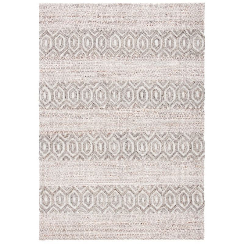 Ivory and Beige Handwoven Wool Area Rug, 3' x 5'