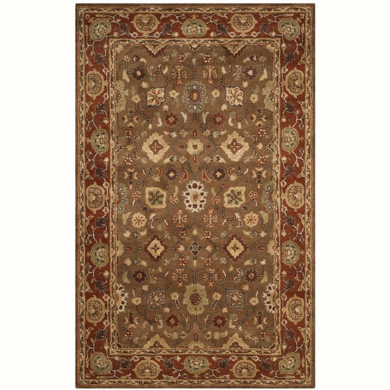 Elegant Moss & Rust Floral Hand-Tufted Wool Area Rug - 4' x 6'