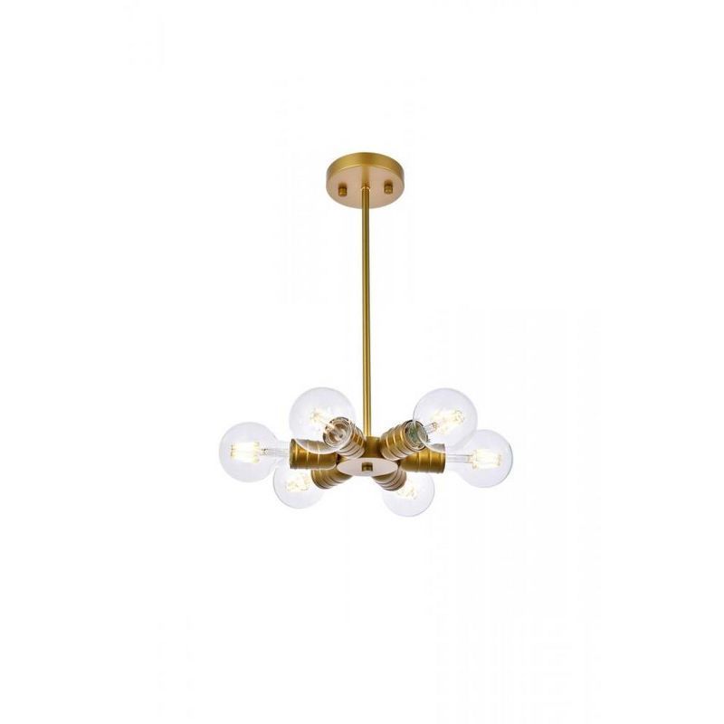 Reyes 6-Light Brass and Iron LED Pendant Lamp