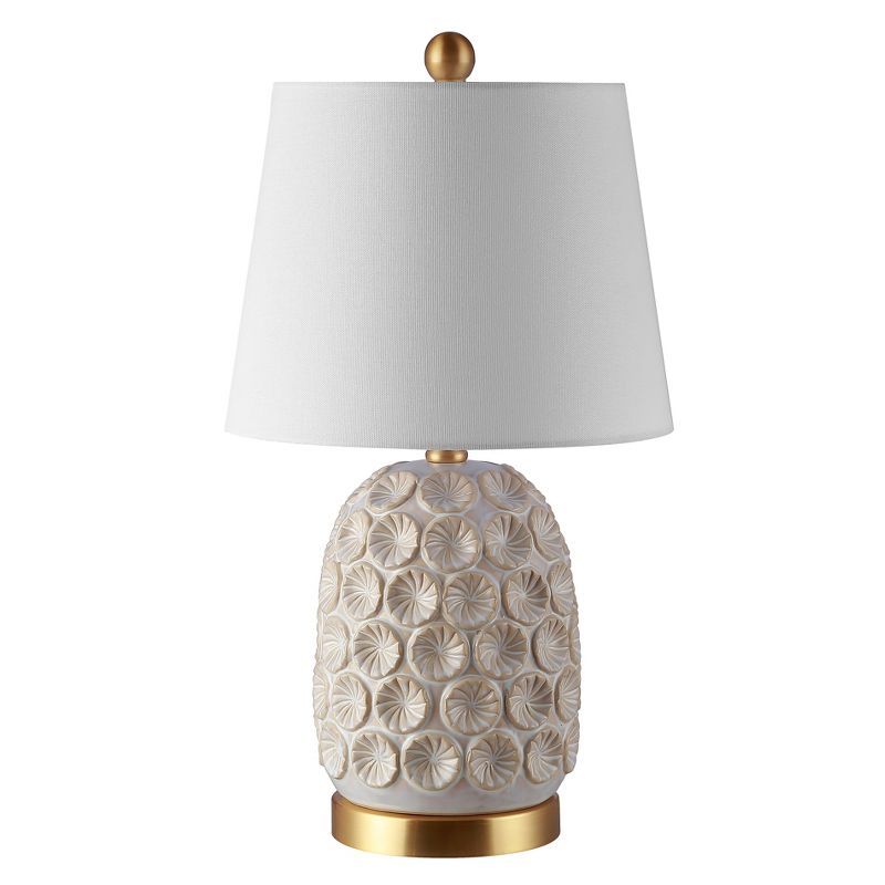 Lamson 21-inch White and Gold Floral Table Lamp