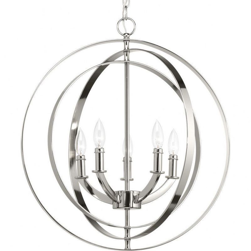 Polished Nickel 5-Light Sphere Chandelier Pendant