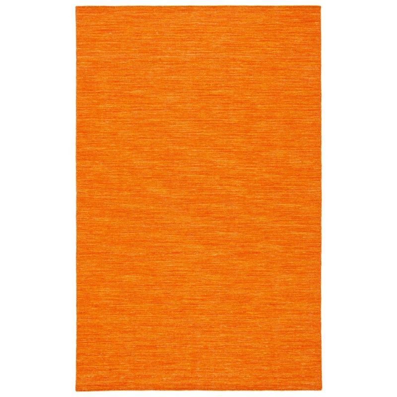 Handmade Orange Wool and Cotton Flat Woven Area Rug