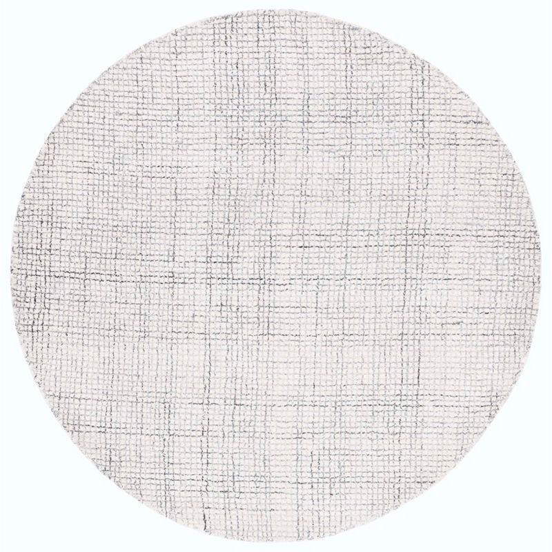 Ivory and Grey Round Hand-Tufted Wool Area Rug