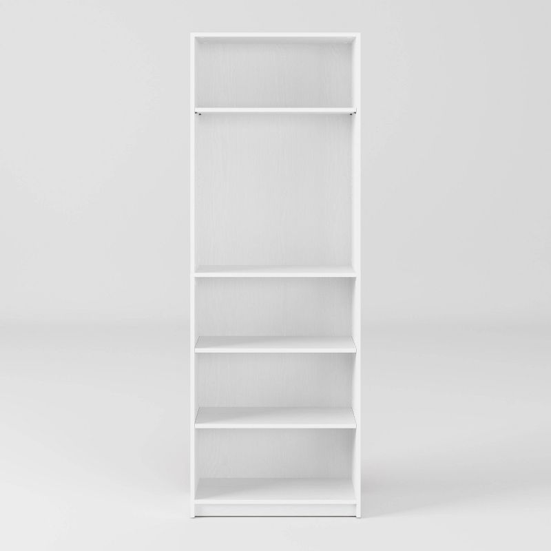 White Adjustable 5-Tier Wooden Bookshelf