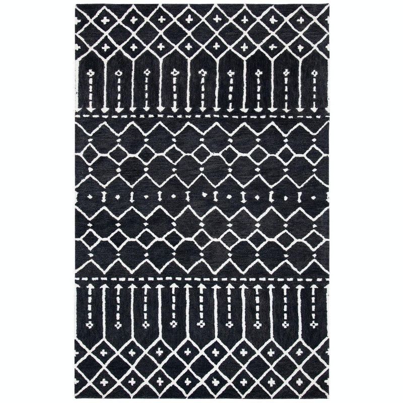 Handmade Gray Wool Tufted Rectangular Rug 6' x 9'