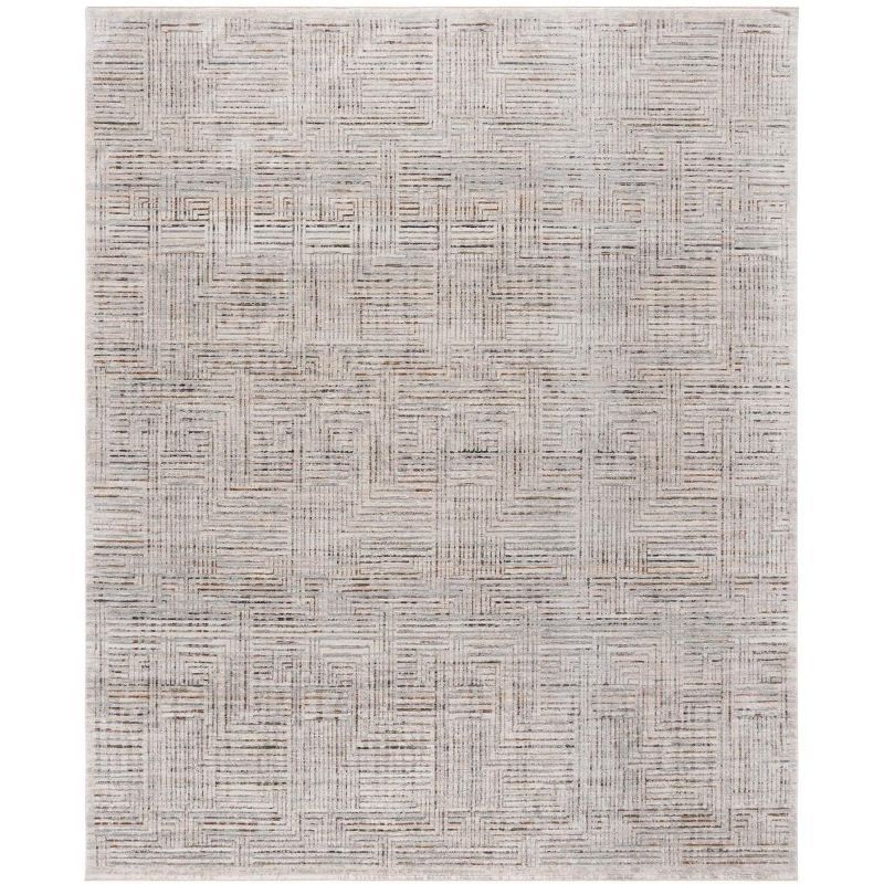 Elegant Ivory 8' x 10' Hand-Knotted Synthetic Area Rug