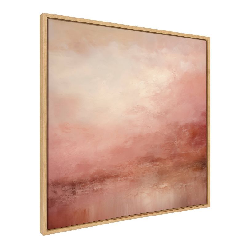 Tonal Abstract Pink and Peach Framed Canvas Art