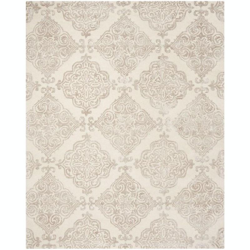 Elegant Ivory & Beige Hand-Tufted Wool Area Rug 8' x 10'