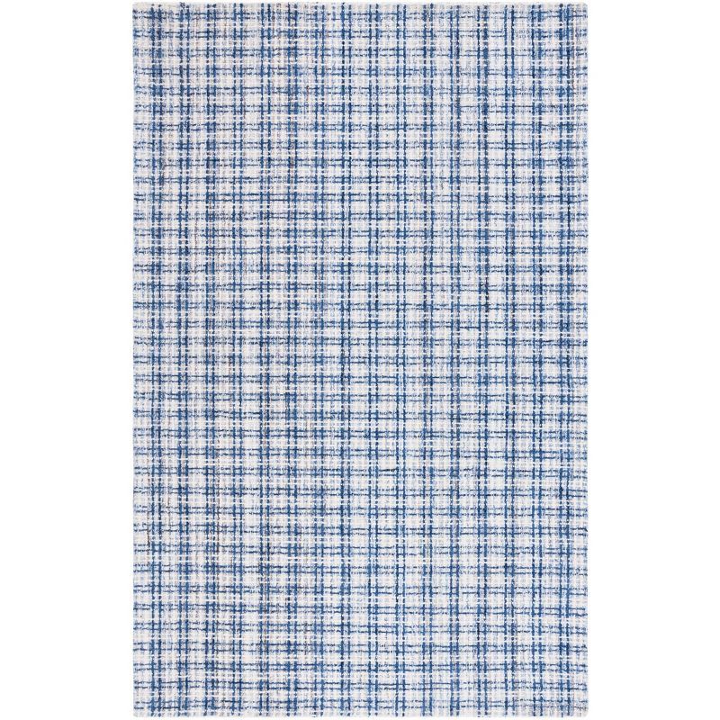 Blue and Ivory Abstract Wool 6' x 9' Handmade Area Rug