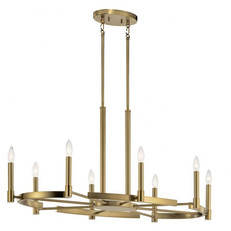 Brushed Natural Brass 8-Light Candle Chandelier