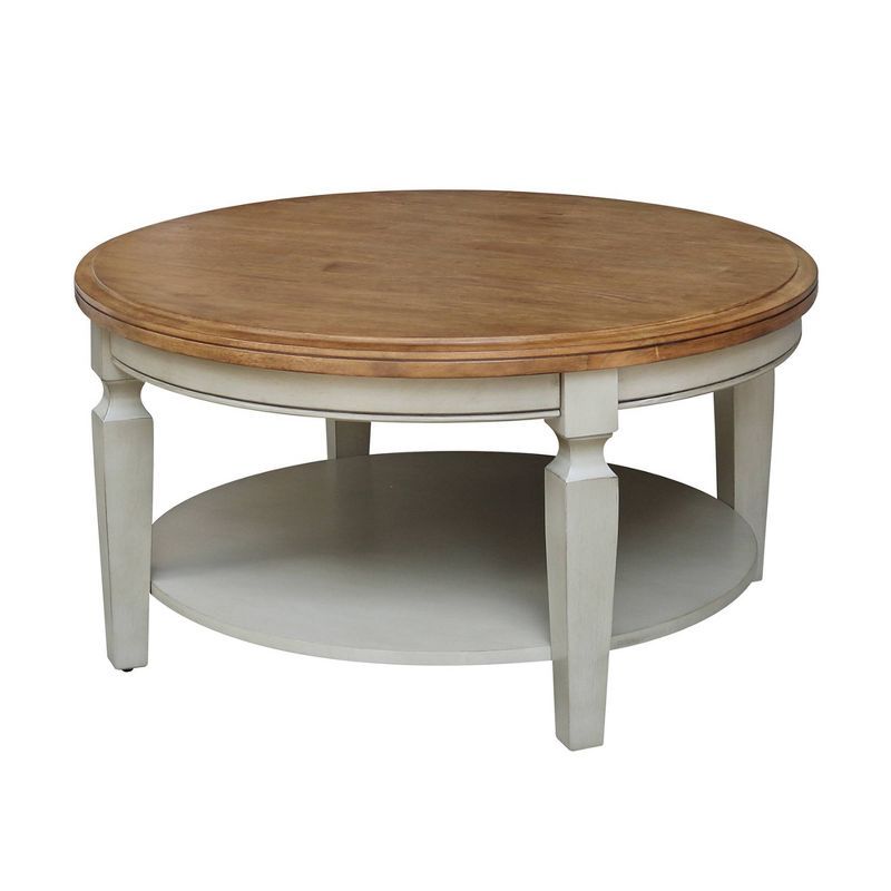 Vista Round Hickory and Stone Solid Wood Coffee Table 42"