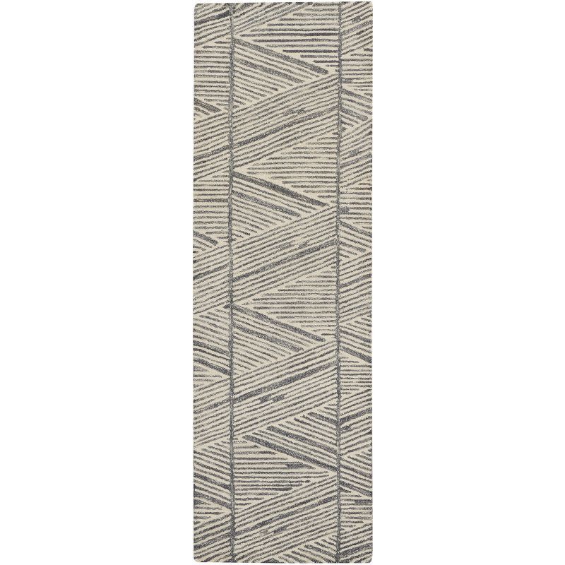 Artisanal Grey & White Hand-Tufted Wool Area Rug