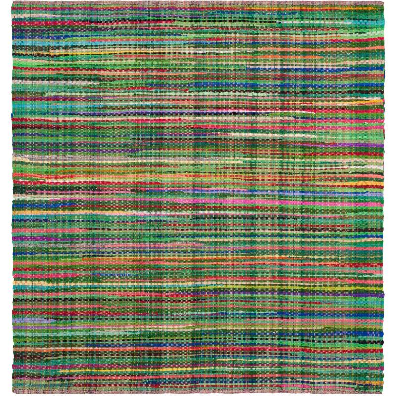 Petar Striped Multicolor Square Handwoven Wool-Cotton Rug 6' x 6'