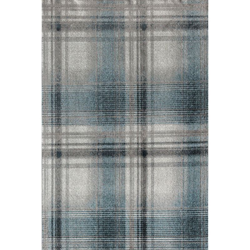 Baltic Rapids Blue Plaid Synthetic Area Rug, 8' x 10'