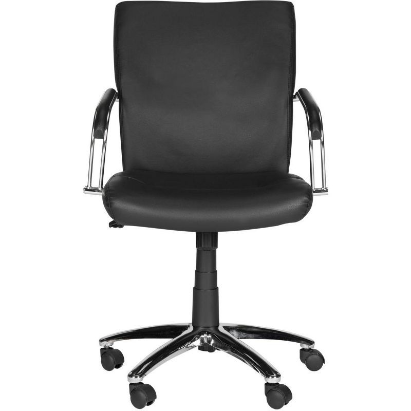 Black Leather High Back Swivel Arm Chair