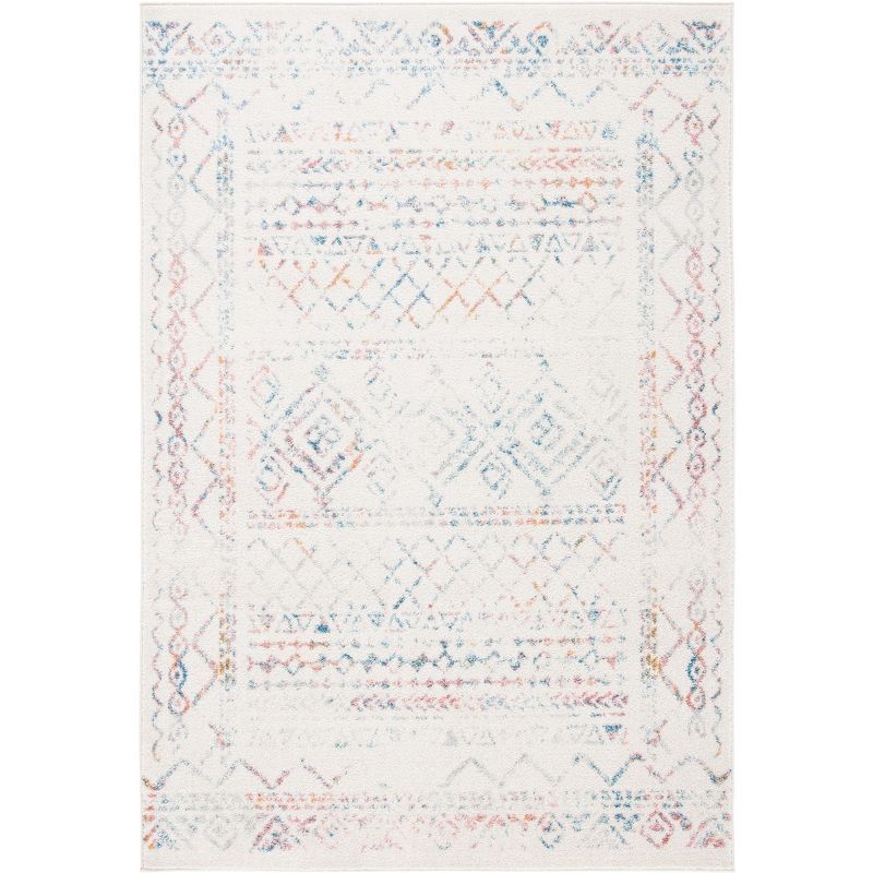 Ivory Rectangular Hand-knotted Synthetic Area Rug