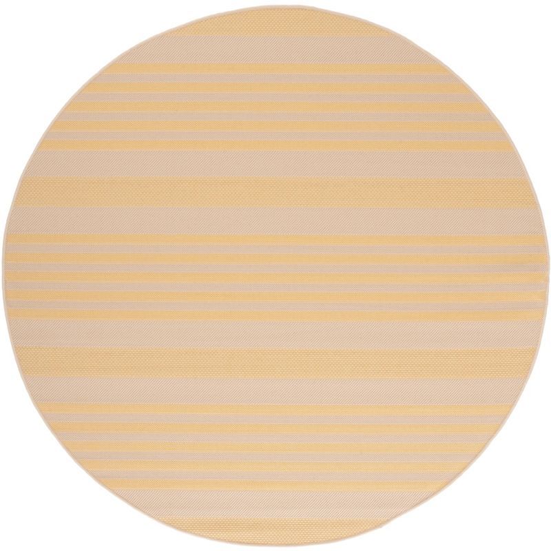 Courtyard Collection Gold & Beige Synthetic Round Rug - 6'7"