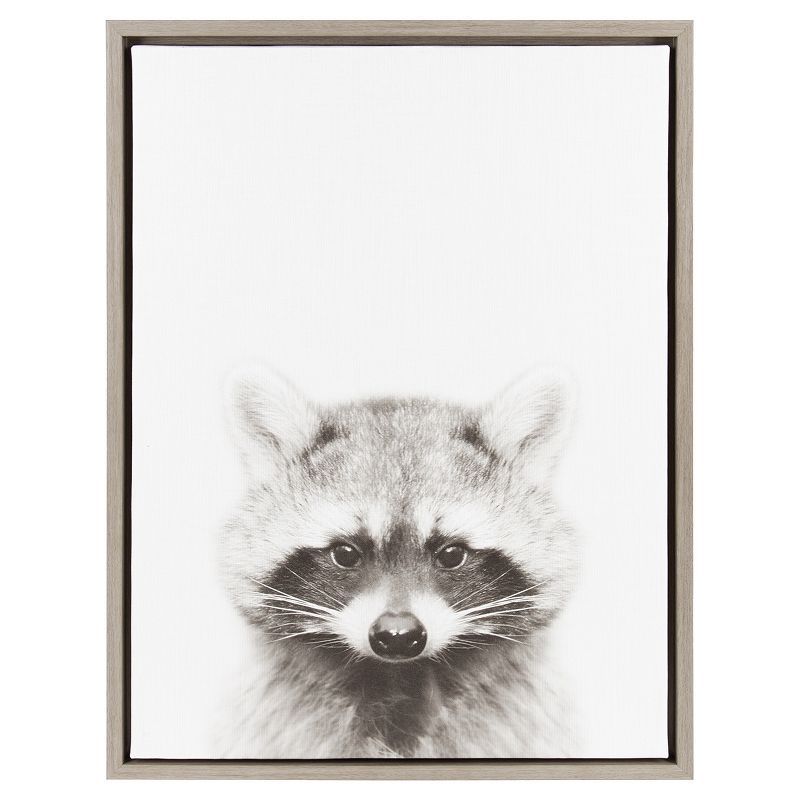 Gray Framed Raccoon Canvas Art for Kids, 24"x18"